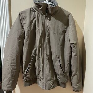L.L. Bean Men's Small Warm Up Bomber Jacket Fleece Lined Taupe Brown Full Zip